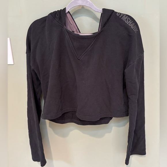 Gymshark Black Long Sleeve Cropped Hoodie - Picture 1 of 4